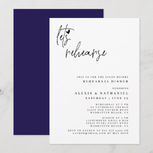 Invitación Ensayemos la noche antes de Navy Blue