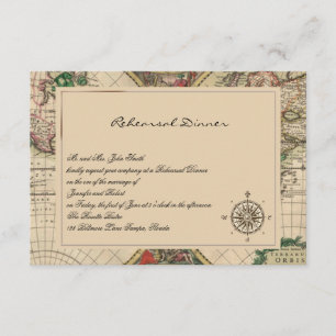 Invitación Ensayo antiguo de la boda del mapa de Viejo Mundo