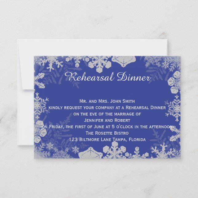 Invitación Ensayo azul y de plata de la boda del copo de (Anverso)