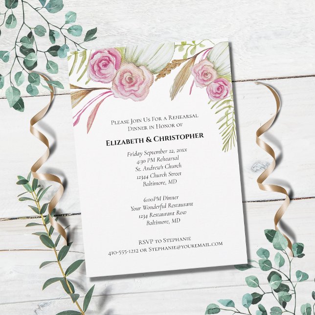 Invitación Ensayo Boda Botánico Floral Verde Rosa Inv (Subido por el creador)