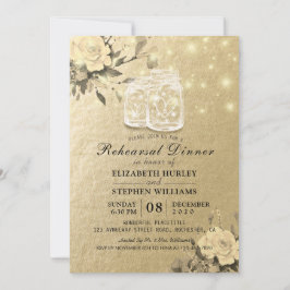 Invitación Ensayo boda Cena Floral Mason Jar Luces