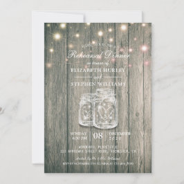Invitación Ensayo boda Cena Madera Jars String Luces