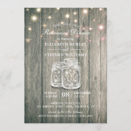Invitación Ensayo boda Cena Madera Jars String Luces