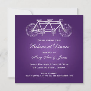 Invitación Ensayo Boda Cena Tandem Bike Purple