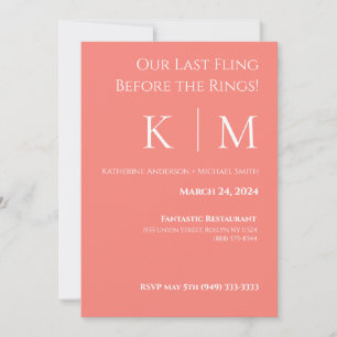 Invitación Ensayo boda-Coral rosa y blanco-