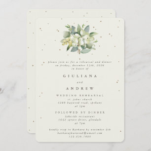 Invitación Ensayo Boda Cream Snowberry+Eucalyptus