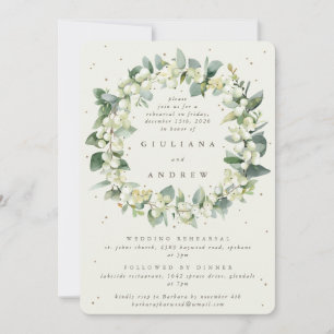 Invitación Ensayo Boda Cream Snowberry+Eucalyptus
