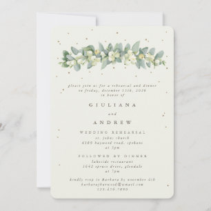 Invitación Ensayo Boda Cream Snowberry+Eucalyptus