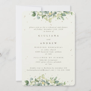 Invitación Ensayo Boda Cream Snowberry+Eucalyptus