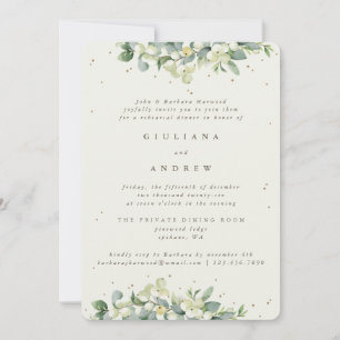 Invitación Ensayo Boda Cream Snowberry+Eucalyptus