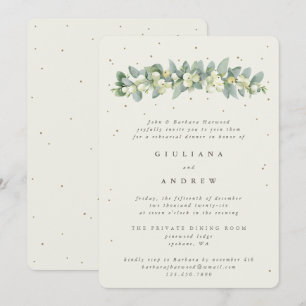 Invitación Ensayo Boda Cream Snowberry+Eucalyptus