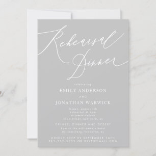 Invitación Ensayo Boda de caligrafía clásica gris claro