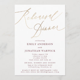 Invitación Ensayo Boda de caligrafía de otoño de oro y borgoñ