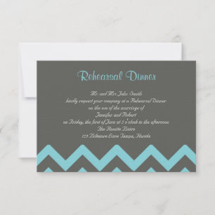 Invitación Ensayo Boda de carbón vegetal y Aqua Chevron Posh