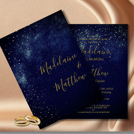 Invitación Ensayo Boda de las estrellas Sky Gold de la noche
