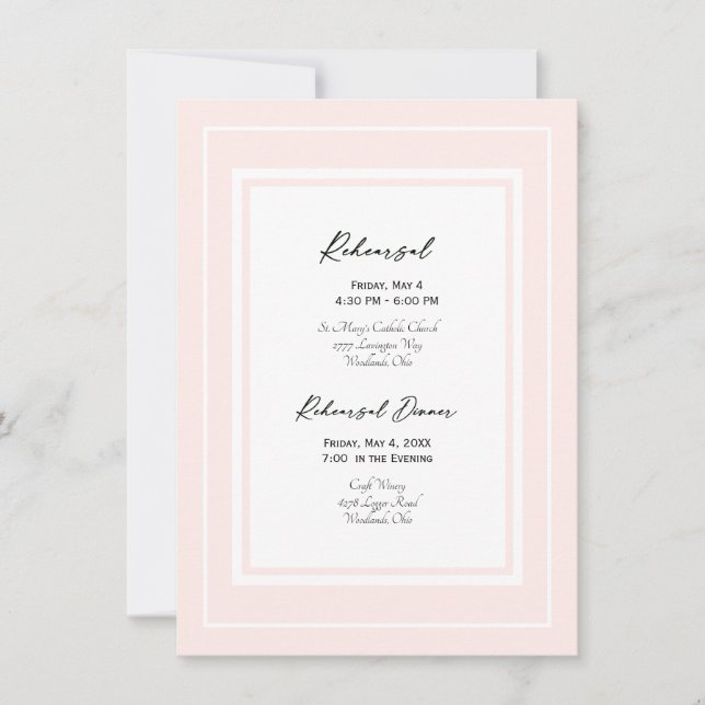 Invitación Ensayo Boda elegante y blanco (Anverso)