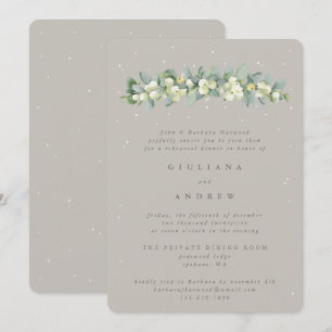 Invitación Ensayo Boda Greige Snowberry+Eucalyptus