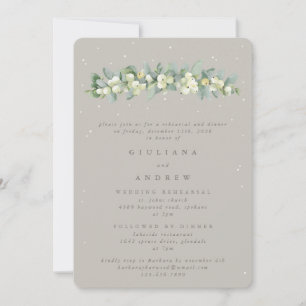 Invitación Ensayo Boda Greige Snowberry+Eucalyptus