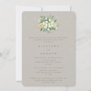 Invitación Ensayo Boda Greige Snowberry+Eucalyptus