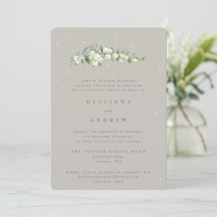 Invitación Ensayo Boda Greige Snowberry+Eucalyptus