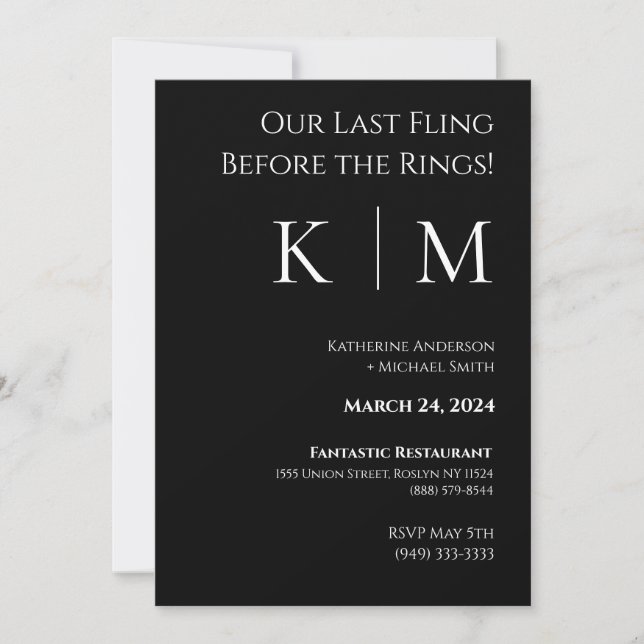 Invitación Ensayo boda-Negro y Blanco- (Anverso)