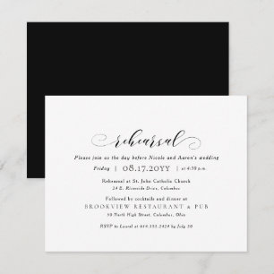 Invitación ensayo boda y cena simple y elegante