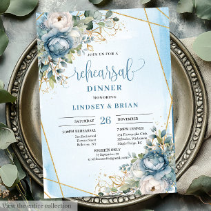Invitación Ensayo Boho Dusty Blue Eucalyptus Greenersal