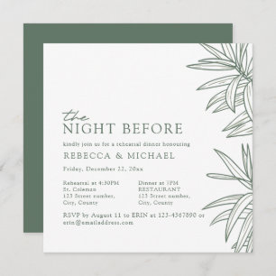 Invitación Ensayo Botánico Simple Forest Green Cena