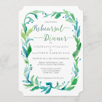 Invitación Ensayo Cena Acuarela Laurel Foliage