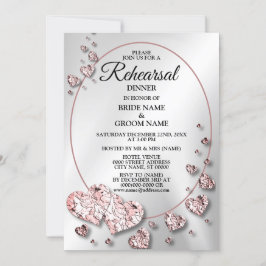 Invitación Ensayo Cena Boda Partido Corazones de Peach Rosa