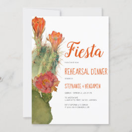 Invitación Ensayo Cena Fiesta Cactus Acuarela Floral