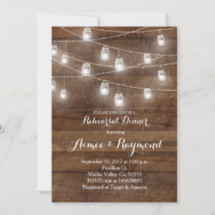 Invitación Ensayo Cena Mason Jar String Light