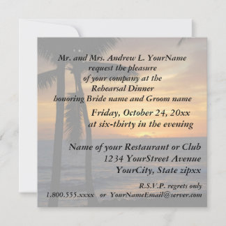 Invitación Ensayo Cena Romántica Beach Sunset
