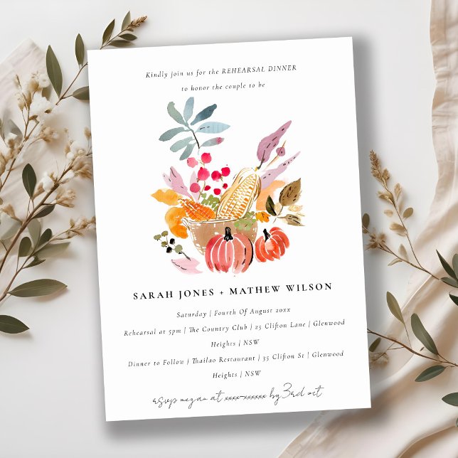 Invitación Ensayo de acuarela de la cosecha de otoño (Subido por el creador)
