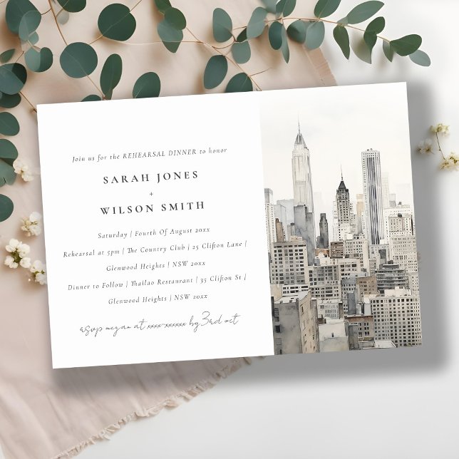 Invitación Ensayo de acuarela en el horizonte de Nueva York (Subido por el creador)