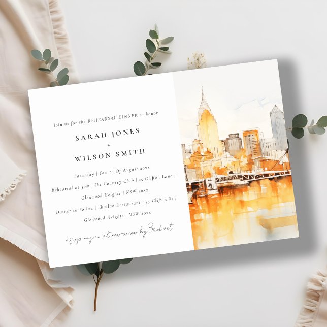 Invitación Ensayo de acuarela en Nashville City Skyline (Subido por el creador)