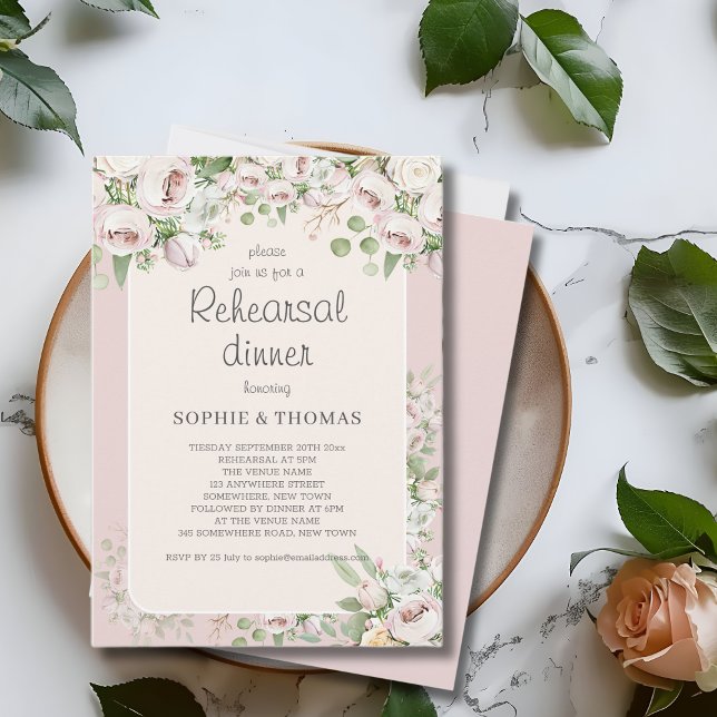 Invitación Ensayo de acuarela floral rosa y turbia (Subido por el creador)