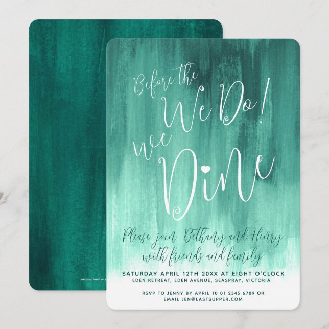 Invitación Ensayo de arte verde esmeralda antes de entrar (Anverso / Reverso)