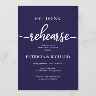 Invitación Ensayo de bebida de la marina Ensayo de la cena az