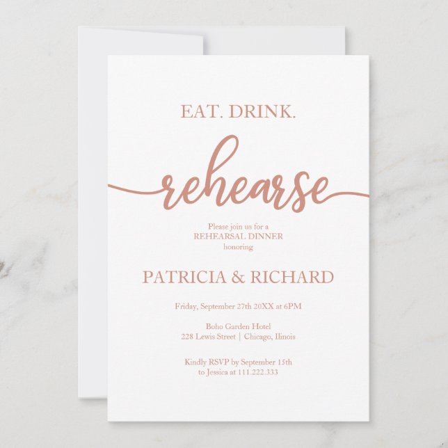 Invitación Ensayo de bebida para el Rosa de oro Cena (Anverso)