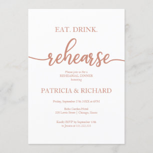 Invitación Ensayo de bebida para el Rosa de oro Cena