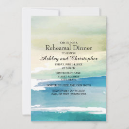 Invitación Ensayo de Boda Acuarela Azul Verde Océano