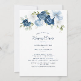 Invitación Ensayo de Boda azul agitado floral Cena