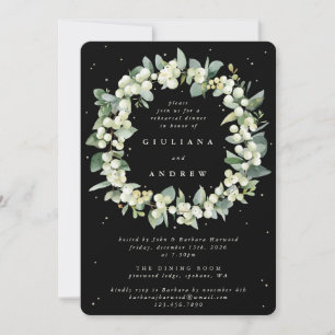 Invitación Ensayo de Boda Black Snowberry+Eucalyptus