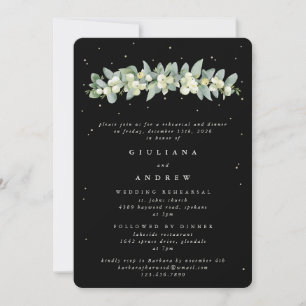 Invitación Ensayo de Boda Black Snowberry+Eucalyptus