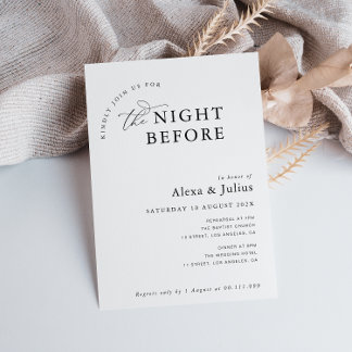 Invitación Ensayo de boda blanco y negro de moda