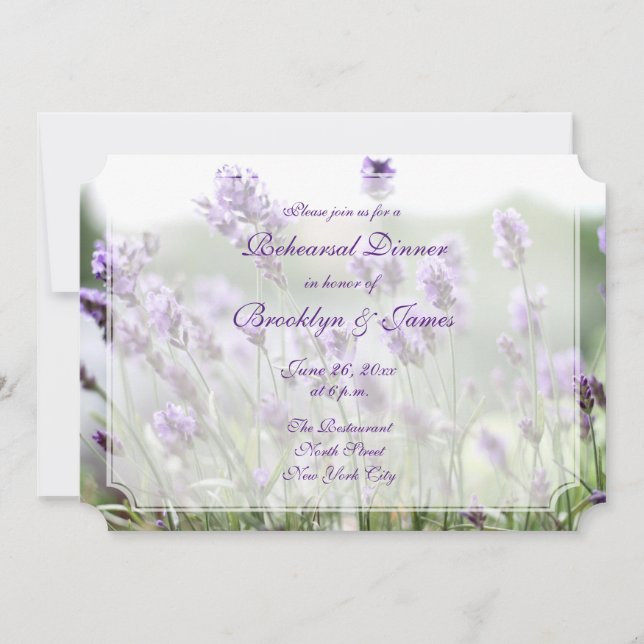 Invitación Ensayo de Boda bohemio de Lavender invita a compra (Anverso)