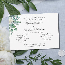 Invitación Ensayo de Boda Botánico de Eucalipto Rosa Blanca