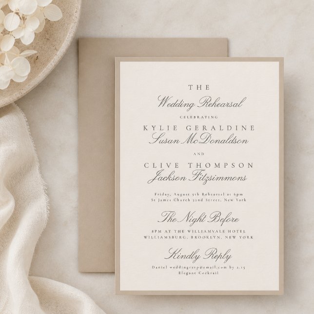 Invitación Ensayo de Boda Champagne Taupe (Subido por el creador)