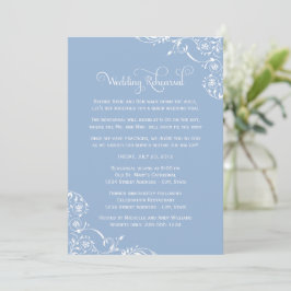 Invitación Ensayo de Boda con Florecimiento Azul Polvoriento